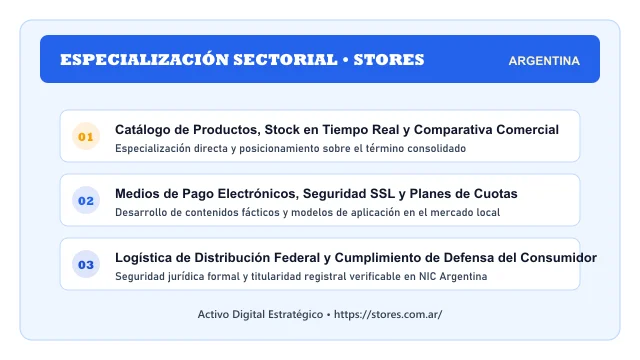Enfoque temático y aplicaciones de negocio para el activo digital stores.com.ar (Stores)