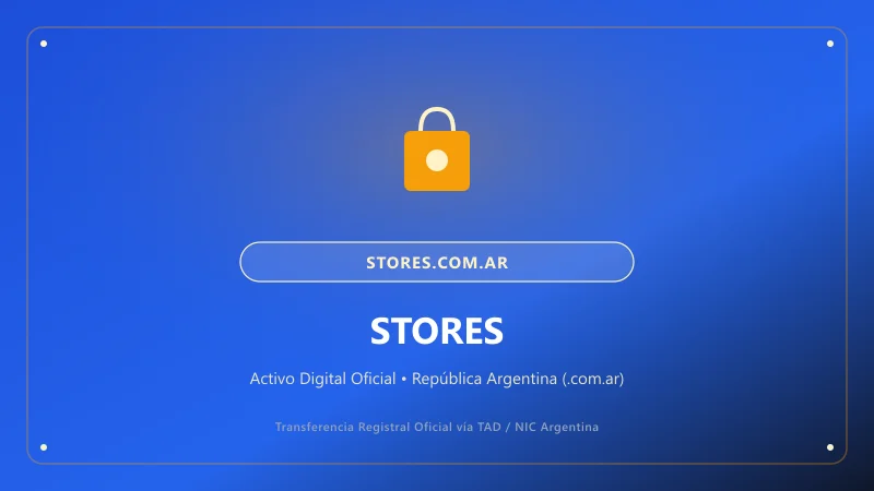 Identidad visual y presentación comercial del nombre de dominio stores.com.ar en venta